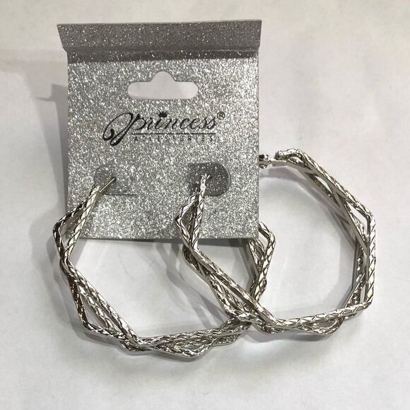Silver Etched Multi-Hoop Earrings (a)162 - Picture 1 of 8
